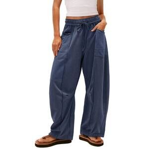 NEW LILY CLOTHING baggy barrel pants in dark blue